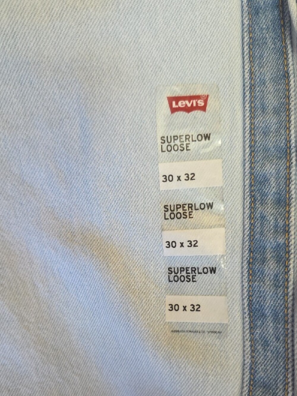 Levi’s Superlow Loose Stripe Jeans Light Wash Two Tone Side Panel 30x32 NEW - Picture 4 of 16